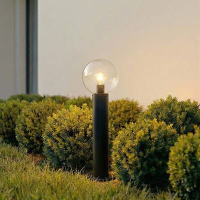 Lindby - Sokkellamp - 1licht - Glas, aluminium - H: 60 cm - E27 - transparant, zwart