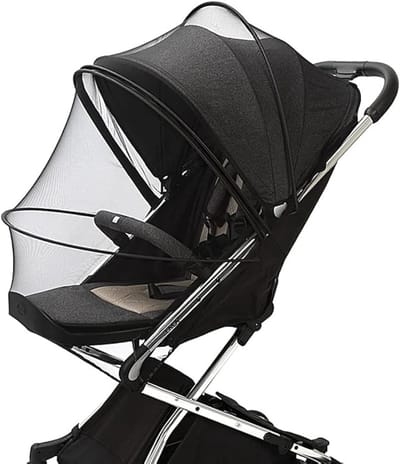 Universeel Muggennet voor Kinderwagens, Dubbele Rits, Stevige Ondersteuningsstangen, Bescherming Tegen Muggen en Wespen, Duurzaam en Tear-resistant