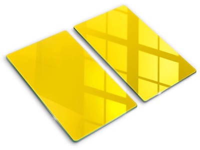 Wallfluent Glazen Snijplanken - Geel Snijplanken Glas - 2 stucks 30 cm x 52 cm - Donkergeel Snijplanken van Glas - Glazen Serveerplank - Hygiënische Snijplank van Glas - Antislip Hakplank van Glas