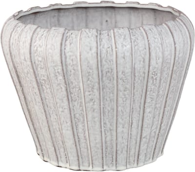 PTMD Mirei White Ceramic Pot Vertical Ribbed Round L