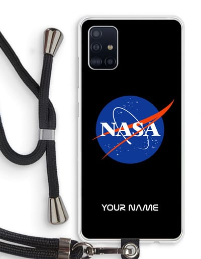 Gepersonaliseerd - Case Company® - Hoesje met koord geschikt voor Samsung Galaxy A51 4G hoesje met Koord - NASA - Telefoonhoesje met Zwart Koord - Bescherming aan alle Kanten en Over de Schermrand