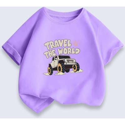 Zomer Kinder Nieuw Kortmouwig T-shirt Jongens Trendy Bedrukking Meisjes Mode 100% Katoen Eenvoudige Stijl 150cm paars