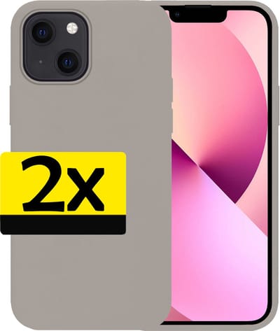 Hoesje - 2 Stuks - Geschikt voor Apple iPhone 14 - Sterk & Shockproof - Case Siliconen - Back Cover - Telefoon Hoes - Telefoonhoesjes - Grijs