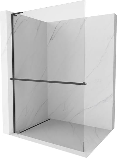 Mexen Kioto+ L douchescherm met plank Walk-in 50 x 200 , transparant, zwart - 800-050-123-70-00