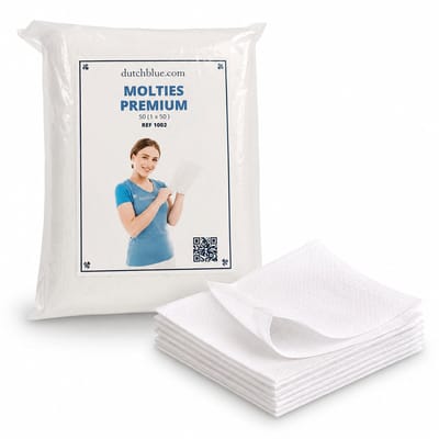 Dutchblue® | 50 PREMIUM molton washandjes droog | wegwerp | molties | zacht en sterk