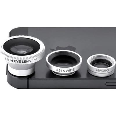 Universele 3-in-1 Magnetische Lens Inclusief Fisheye + Groothoeklens + Macro + 2 koordjes Voor iPhone iPad Samsung HTC Smartphone