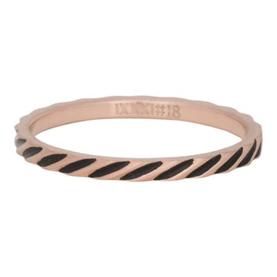 iXXXi Vulring 2mm Slanting stripes ring Mat Roségoudkleurig - maat 19