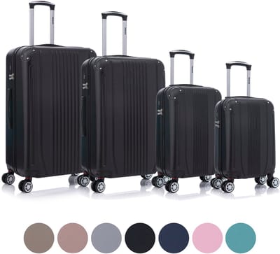 TRALEX - Levante - 4 Delig kofferset - Kleine Handbagage 27L - Handbagage 39L - Medium koffer 73L & Grote koffer 97L - ABS - Harde schaal - Cijferslot - Lichtgewicht - Flexibel - Stille wielen - Spinnerwielen - Zwart
