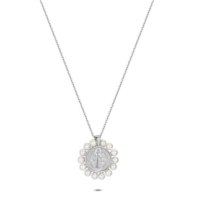 Twice As Nice Halsketting in zilver, parels Zilverkleurig 45cm+5cm