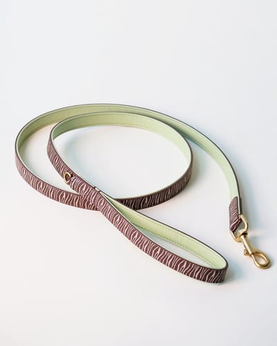 Wiggled Hondenriem - Vegan leer - Maat M/L (lengte 1.50 meter, breedte 2 cm) - Trendy en hip - Bijpassende halsband mogelijk - middelgrote hond - Zebra print