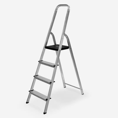 Vouwladder Aluminium - Huishoudtrap Schaarladder - Veilig Klussen - Met Bovenste Leuning - 6 Treden 202cm