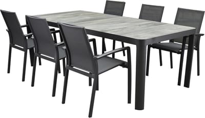 Malaga New Delhi dining tuinset 220x100xH74,5 7 delig aluminium