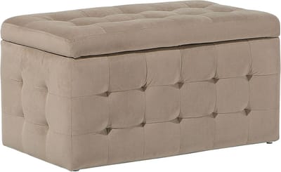 Voetenbank met Opbergruimte - Poef Hocker - Comfortabel Ontspannen - Precieze Afwerking - 72x42x40 cm - Lichtbruin