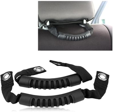Dailygoody - 2x Verstelbare Achterzitplaats Handgrepen voor Jeep Wrangler 1995-2017 - Zwart