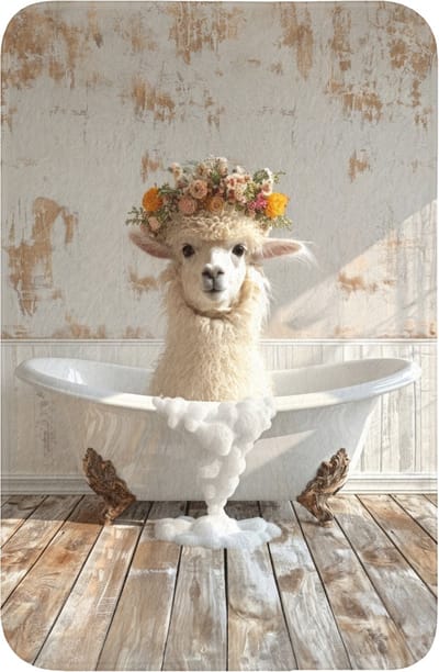 WC mat 40x60 cm - Antislip - Vintage - Alpaca - Badkuip - Bloemen - Dieren - Toiletmat - Vloermat - Douchemat - Toilet tapijt - Toiletmatten