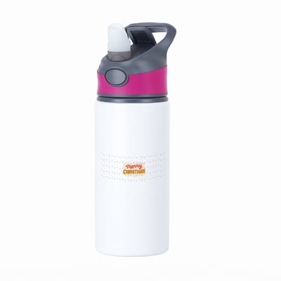 Hacebo® - Kerst merry christmas waterfles met rietje roze - Kerstmis - Kerst beker - winter - kerst - christmas - kerst cadeau - water fles - 650ML