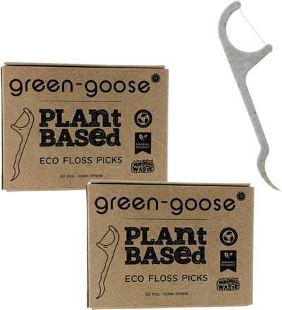 green-goose® Bio-Based Flossers - 100 Stuks - Gemaakt van Plantaardig Materiaal - Bioplastic Flosdraad voor Kinderen - Plantbased, Duurzaam, Ecologisch, Biologisch Afbreekbaar