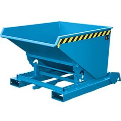 Automatische kantelbak Bauer type 4A 600, 3 ontgrendelingspunten, afrolsysteem, capaciteit 0,6 m³, tot 1000 kg, lichtblauw RAL 5012