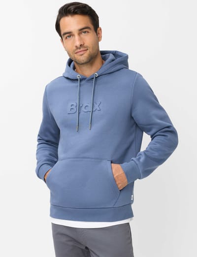 Brax Heren Hoodie  Style SULLIVAN steel blue, blauw, maat M
