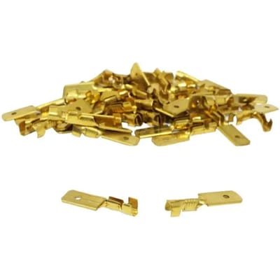 Set van 50 ongeïsoleerde platte koperen elektriciteitsklemmen mannelijk P2R RM 7840