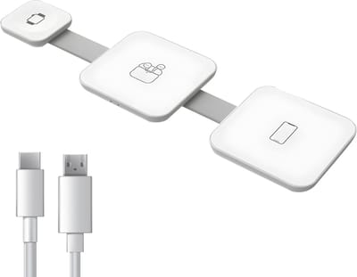 Nuvance Draadloze Oplader - 3 in 1 - 15W - Oplaadstation - Snellader - Wireless Charger - Smartphone, Smartwatch & Oortjes - Wit