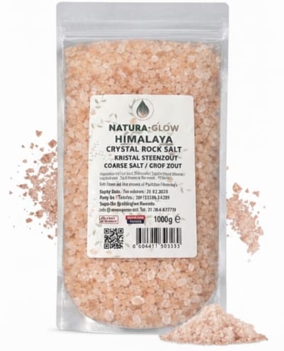 NaturaGlow Himalaya Zout Grof - 100% Natuurlijk - 1 KG - Kruiden en Specerijen - Kristalzout- Hersluitbare zak