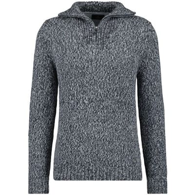 Ragman Trui Troyer Zip Cotton Knit Pullover Elbow Patches Asphalt / male