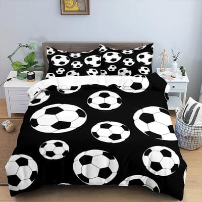 Ensemble de Literie 3D Cool Football Soccer Housse de Couette Taies d'Oreiller Couette Linge de Lit Décoration de Chambre Pour Garçons Cadeau Taille Twin Queen King 135x200cm