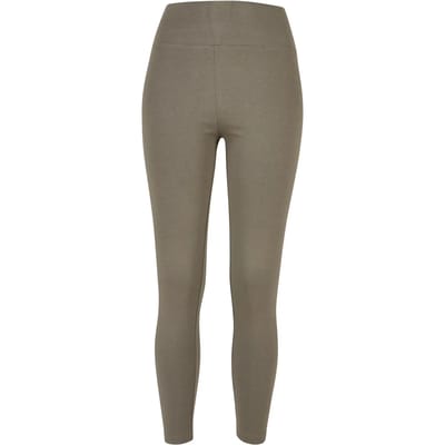 Urban Classics - High Waist Jersey Legging - XS - Olijfgroen