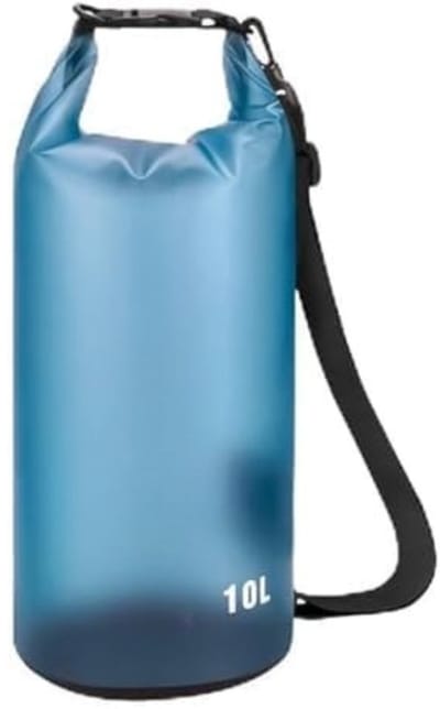 Famanu – Dry Bag Waterdichte tas - 10 l - waterdichte tas met schouderriem en handvat - waterdichte pakzak - doorschijnend ontwerp voor raften - kajakken (blauw)