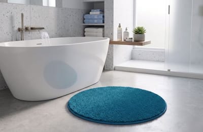FLOORDIREKT Badmat SKY - Badmat in Vierkant & Rond - Antisliprug - Petrol - Rond - 120 cm