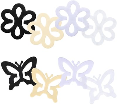 Dailygoods- BH-Bandclips 8 Stuks - Racerback-Bandhouders - Vlinder/Bloemvorm - Kunststof - Zwart/Transparant/Melkwit/Beige - 5x6cm/5,2x5,7cm - Bh-converter