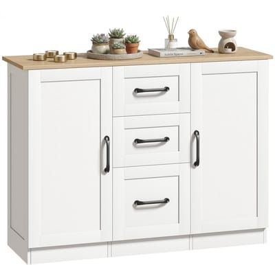 HOMCOM Dressoir - Spaanplaat, MDF - 110 x 35 x 80,4 cm - Wit en naturel hout