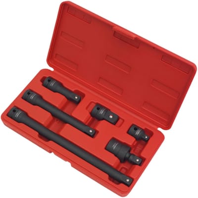 Slagmoer Adapter Set - Verlengstukken Doppen - Vast Werk Losmaken - Gelegeerd Staal - 6 Delig - Zilverkleurig