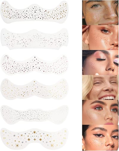 Glitter Gezichts Tattoos Patches - 6 Stuks Tijdelijke Make-up Accessoires