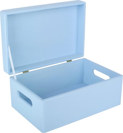 Creative Deco Grote Houten Doos Opbergdoos Blauw | 30 x 20 x 14 cm | met Deksel | Documenten, Kostbaarheden, Speelgoed en Gereedschap