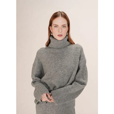 Grace & Mila Taxi coltrui gebreid wol oversized grijs