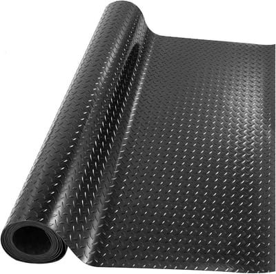 Famanu – Rubberen vloermat rol 1 x 5 m – diamantplaat antislip – 3 mm dik – garage sportschool magaz