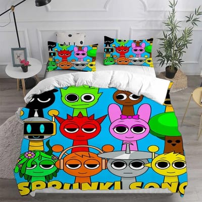 Nieuwe 3D Print Game Sprunki Beddengoedsets Bedsprei Dekbedovertrek Kussensloop 2-3 Stuks Sets Kinderen Volwassenen Slaapkamerdecoratie 180x210cm 3pcs