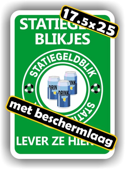 Jerma - Statiegeld blikjes inleveren - Sticker - 17.5 x 25 cm - Zelfklevend - Weerbestendig - Vinyl