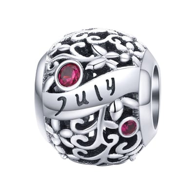 Geboortesteen maand Juli bedel | bedels voor armband | Roze Robijn zirkonia | bedels beads cadeau | Zilverana | geschikt voor alle bekende merken | 925 zilver | moederdag