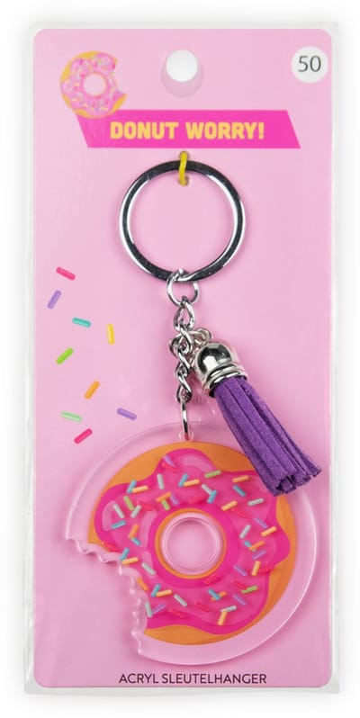 Sleutelhanger met kwastje | Acryl sleutelhanger - Donut