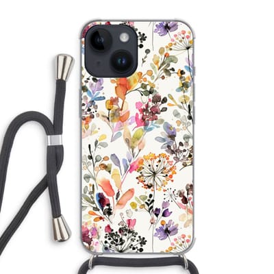 Case Company® - Hoesje met koord geschikt voor iPhone 14 hoesje met Koord - Wilde grassen - Telefoonhoesje met Zwart Koord - Bescherming aan alle Kanten en Over de Schermrand