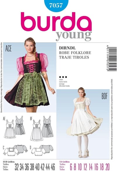 Jurk Naaipatroon - Kleding Patroon - Zelf Kleding Maken - Traditioneel Ontwerp - 19 x 13 cm