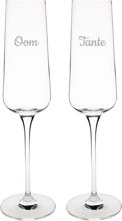 Gegraveerde Champagneglas 27cl Tante & Oom