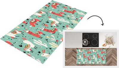 Keukenloper - Loper keuken - Lama - Patronen - Cactus - 120x60 cm - Keukenloper vinyl