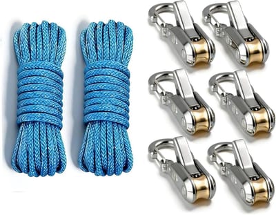 Intrekbare Touwbinder - Rolspanners Set - Kampeeruitrusting Vastzetten - Snel Verstelbaar Nokmechanisme - 6 Spanners 2 Touwen - Zilver