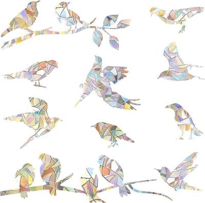 Decoratieve Raamstickers voor Glasbescherming, Vogelvorm, Zelfklevend, 20 Stuks, Veiligheid en Esthetiek