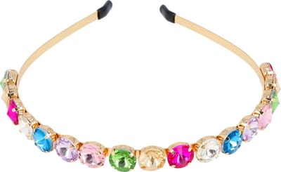 Haarsoires Haarband Diadeem 1cm – Facetstenen – Pastel Kleuren – Multicolor Goud
