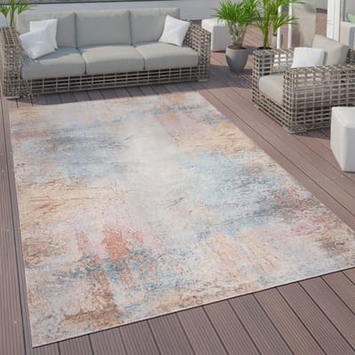 Paco Home In- & Outdoor Vloerkleed Terras Keukenvloerkleed Vintage Pastel Abstract Patroon 160 cm Rund